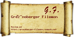 Grünsberger Filemon névjegykártya